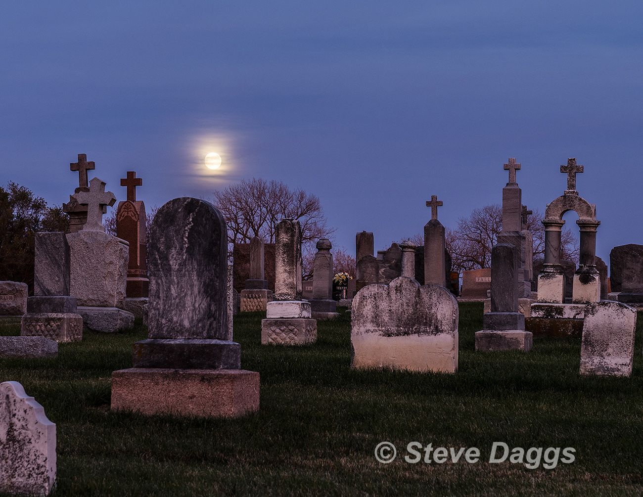 3 Moon Rising Over Crosses
